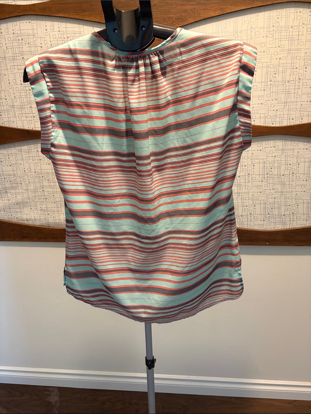 Daniel Rainn Striped Cap-Sleeve Top in Mint and Coral - Picture 3 of 3
